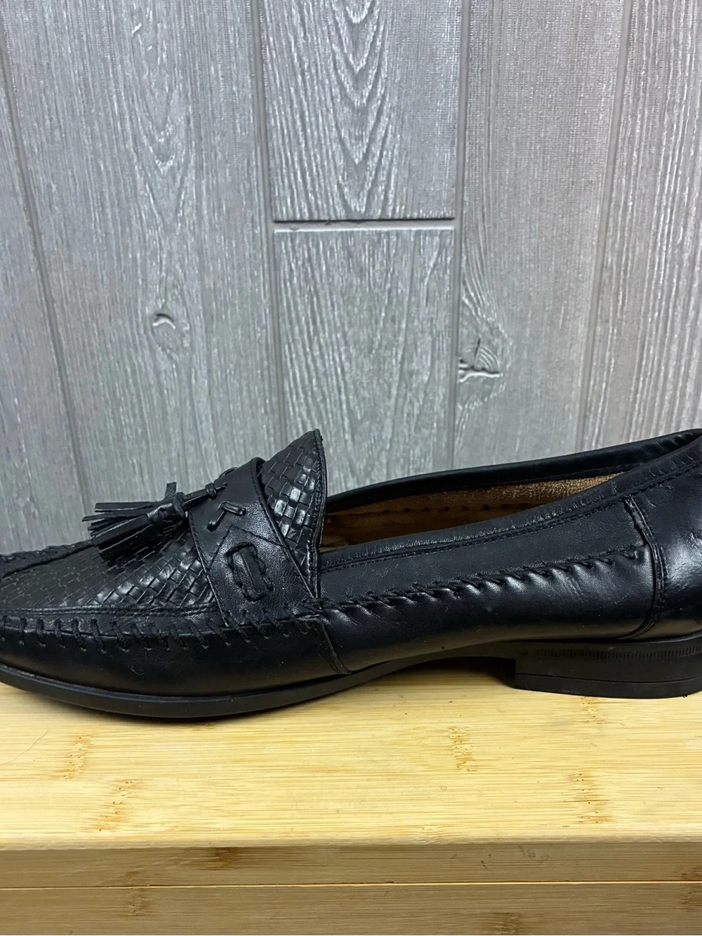 Nunn Bush Black Woven Tassel Loafers Memory Foam